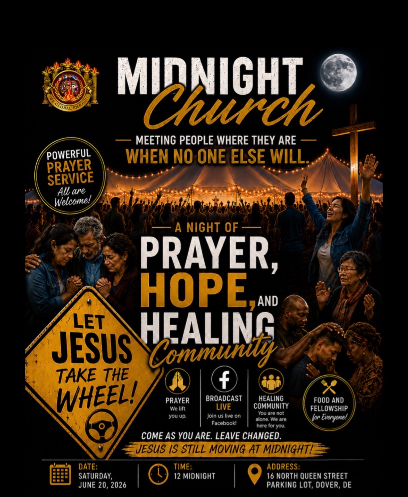 Midnight Church prayer service flyer